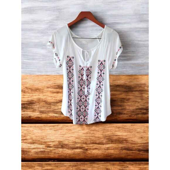 INC International Concepts Tops - INC International Concepts Cross Stitched Peasant Top Size M Casual Boho